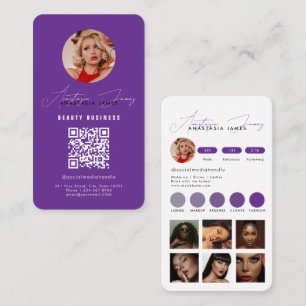 Tarjeta De Visita Influencer Feed Grid Medios Sociales QR Código Pur
