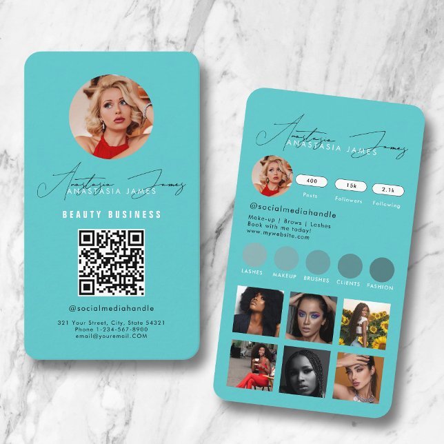 Tarjeta De Visita Influencer Feed Grid Social Media QR Code Business (Influencer Feed Grid Social Media QR Code Business Business Card)