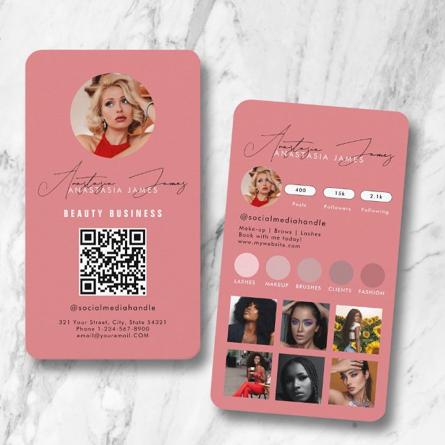 Tarjeta De Visita Influencer Feed Grid Social Media QR Code Business (Influencer Feed Grid Social Media QR Code Business Business Card)