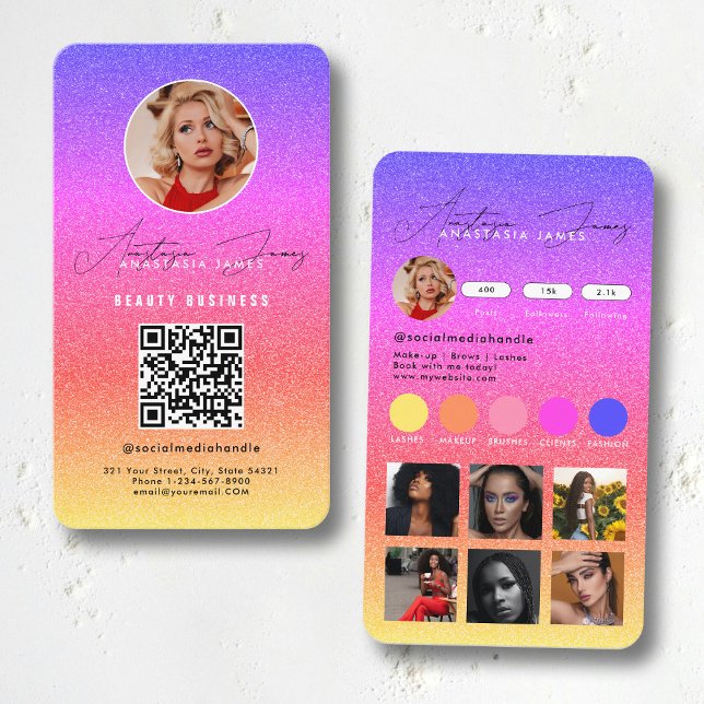 Tarjeta De Visita Influencer Feed Grid Social Media QR Code Business (Influencer Feed Grid Social Media QR Code Business Business Card)