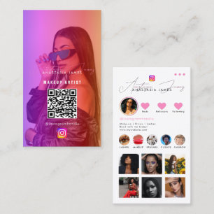 Tarjeta De Visita Influencer Photo Feed Girly Social Media QR Code