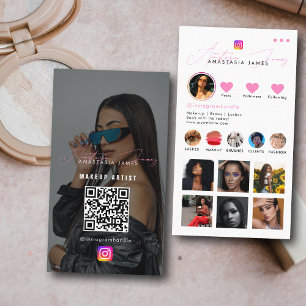 Tarjeta De Visita Influencer Photo Feed Girly Social Media QR Code