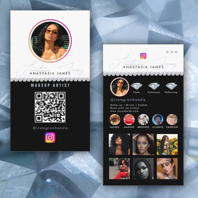 Tarjeta De Visita Influencer Photo Feed Grid Diamantes de medios soc (Influencer Photo Feed Grid Social Media Diamonds Business Card)