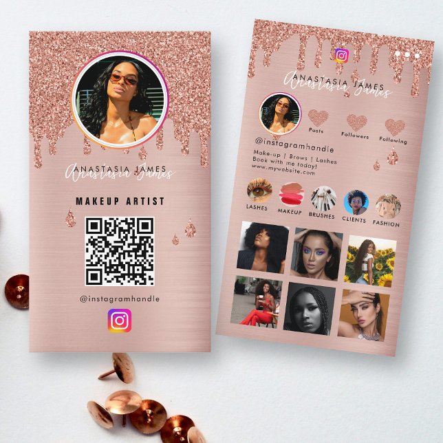 Tarjeta De Visita Influencer Photo Feed Grid Redes sociales Código Q (Influencer Photo Feed Grid Social Media QR Code Business Card)