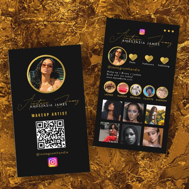 Tarjeta De Visita Influencer Photo Feed Grid Redes sociales Código Q (Influencer Photo Feed Grid Social Media QR Code Business Card)
