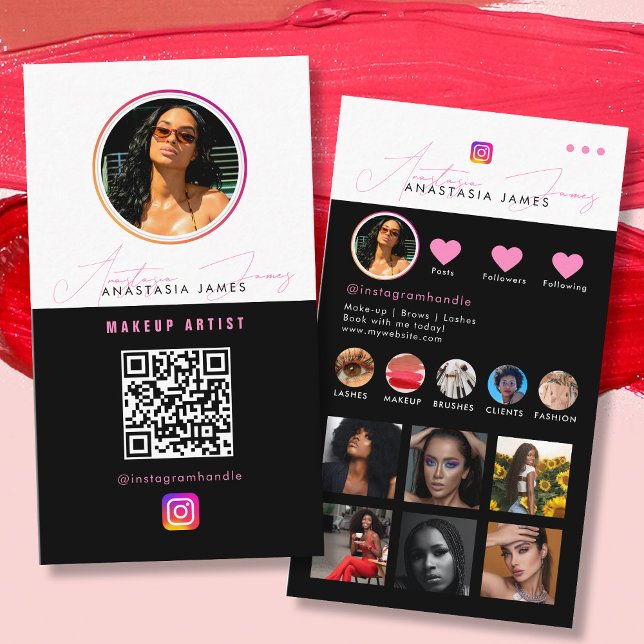 Tarjeta De Visita Influencer Photo Feed Grid Redes sociales Código Q (Influencer Photo Feed Grid Social Media QR Code Business Card)