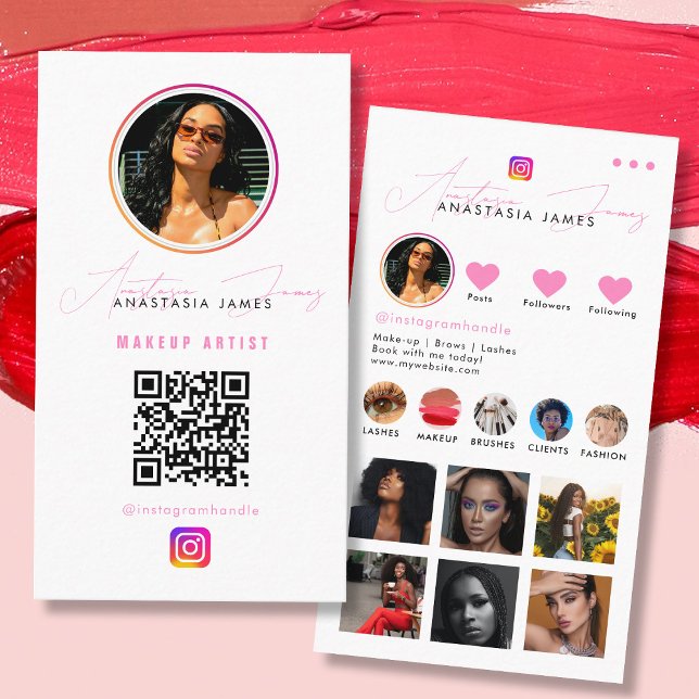 Tarjeta De Visita Influencer Photo Feed Grid Redes sociales Código Q (Influencer Photo Feed Grid Social Media QR Code Business Card)