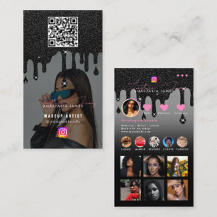 Tarjeta De Visita Influencer Photo Feed Social Media Black Purpurina