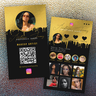 Tarjeta De Visita Influencer Photo Feed Social Media QR Code Luxury