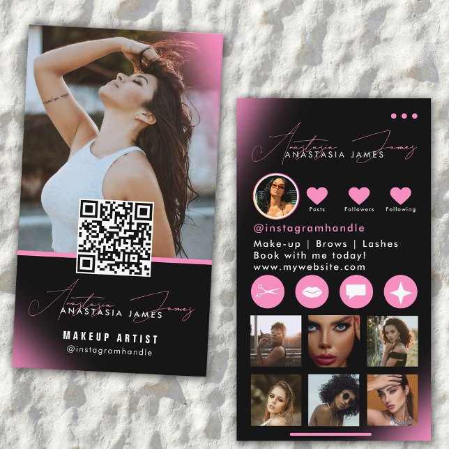 Tarjeta De Visita Influencia en las uñas de los artistas de belleza: (Influencer Beauty Artist Hair Nails Lashes Pink Business Card)