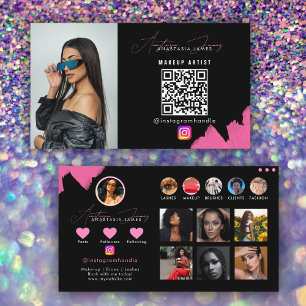 Tarjeta De Visita Influenciar código QR en medios sociales negros y