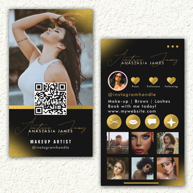 Tarjeta De Visita Influenciar las uñas de los artistas de belleza le (Influencer Beauty Artist Hair Nails Lashes Gold Business Card)