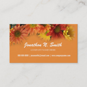 Tarjeta De Visita información completa naranja daisy flor elegante