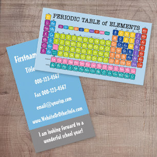 Tarjeta De Visita Información de contacto del profesor de ciencias