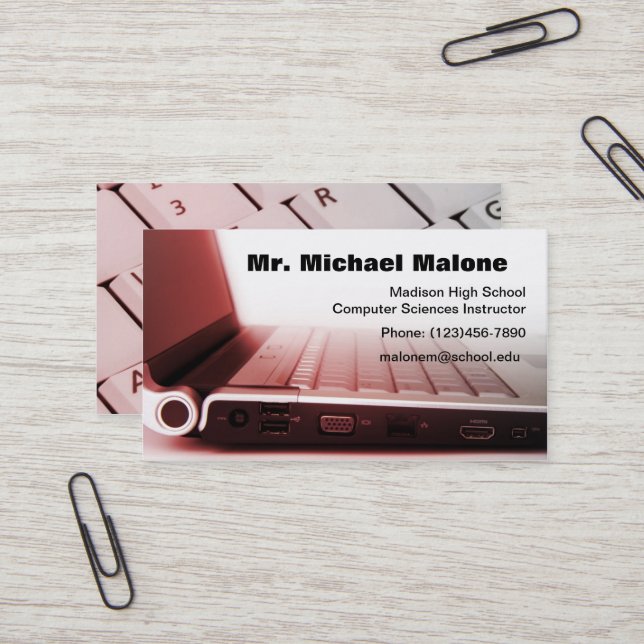 Tarjeta De Visita Información del profesor de Teclado para ordenador (Anverso/Reverso In Situ)