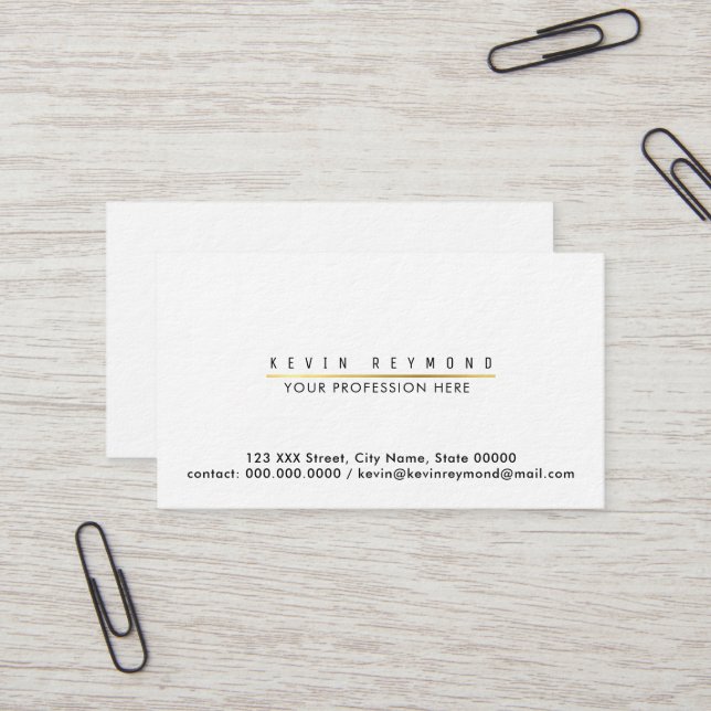 Tarjeta De Visita Información mínima profesional blanco (Anverso/Reverso In Situ)