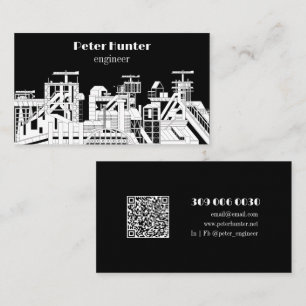 Tarjeta De Visita Ingeniero Arquitectónico Moderno en Blanco y Negro