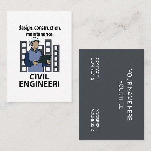 Tarjeta De Visita Ingeniero Civil Diseño Construcción Ingeniero Civi (Anverso / Reverso)