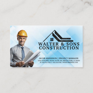 Tarjeta De Visita Ingeniero con planes de construcción