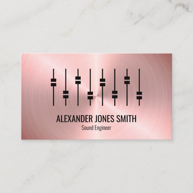 Tarjeta De Visita Ingeniero de audio Rosa Gold Faux (Anverso)