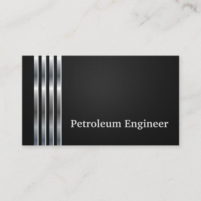 Tarjeta De Visita Ingeniero de Petróleo Profesional Black Silver (Anverso)