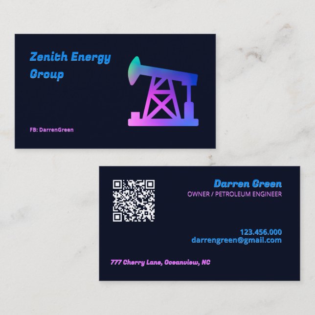 Tarjeta De Visita Ingeniero de Petróleo QR (Anverso / Reverso)