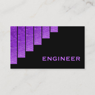 Tarjeta De Visita Ingeniero de rayas verticales negras y violetas mo