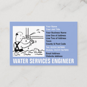 Tarjeta De Visita Ingeniero de Servicios de Agua Cartoon