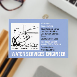 Tarjeta De Visita Ingeniero de Servicios de Agua Cartoon