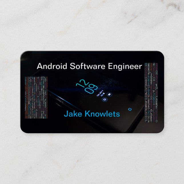 Tarjeta De Visita Ingeniero de software Android Premium Black (Anverso)