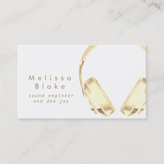 Tarjeta De Visita ingeniero de sonido dee jay faux gold (Anverso)
