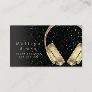 Tarjeta De Visita ingeniero de sonido dee jay faux purpurina negro