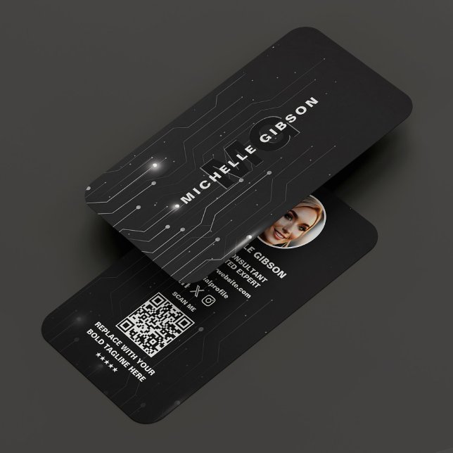 Tarjeta De Visita Ingeniero desarrollador de software Black Silver M (Software Developer Engineer Black Silver Modern Business Card
)