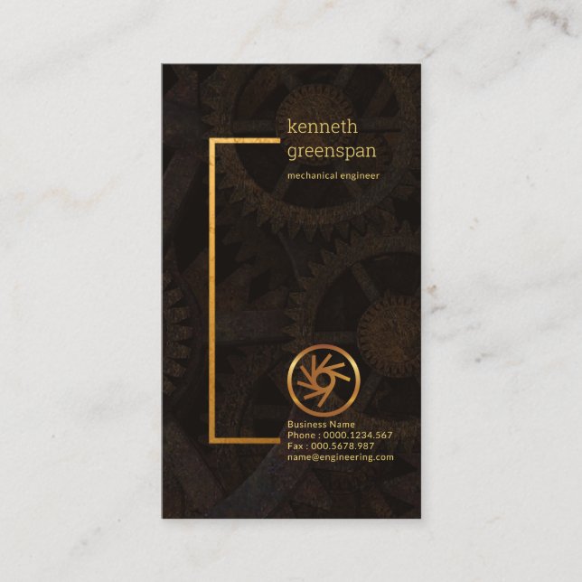 Tarjeta De Visita Ingeniero mecánico creativo de los engranajes del (Anverso)