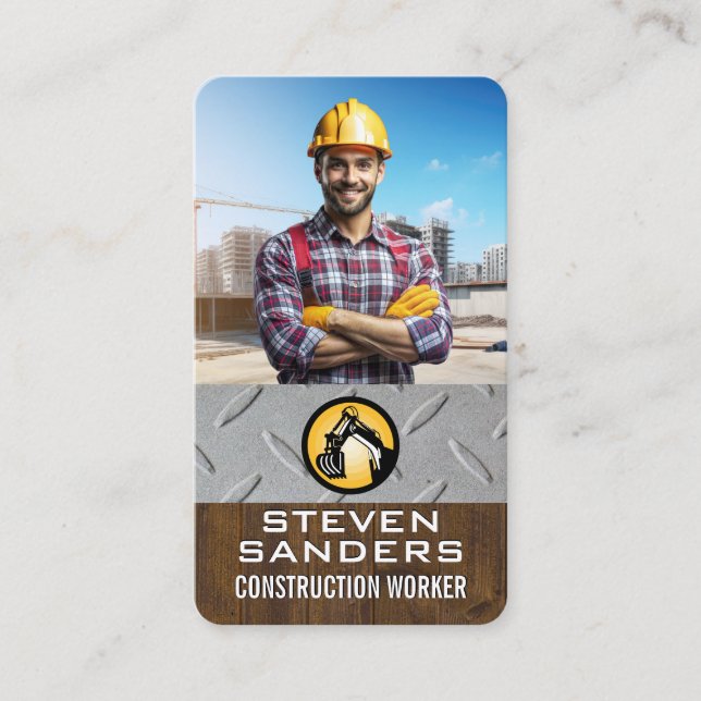 Tarjeta De Visita Ingeniero | Sitio de Construcción | Obrero (Anverso)
