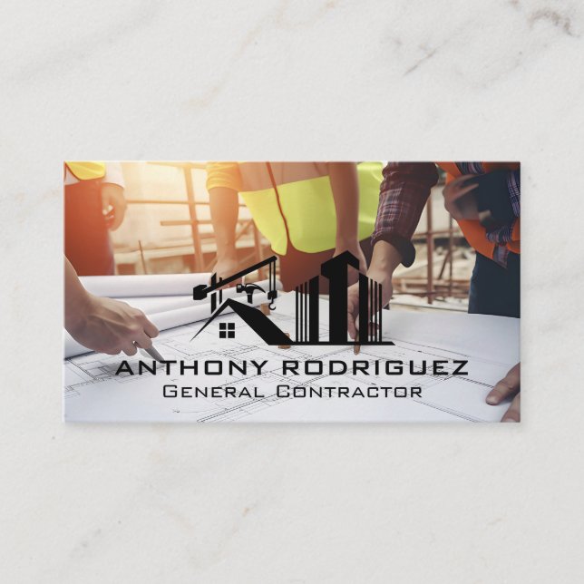 Tarjeta De Visita Ingenieros analizando los Blueprints | Estructura (Anverso)