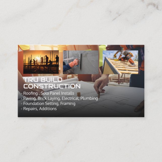 Tarjeta De Visita Ingenieros miran el Blueprint | Collar azul (Anverso)