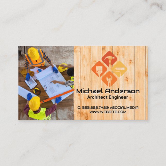 Tarjeta De Visita Ingenieros Planificación Construcción | Constructo (Anverso)