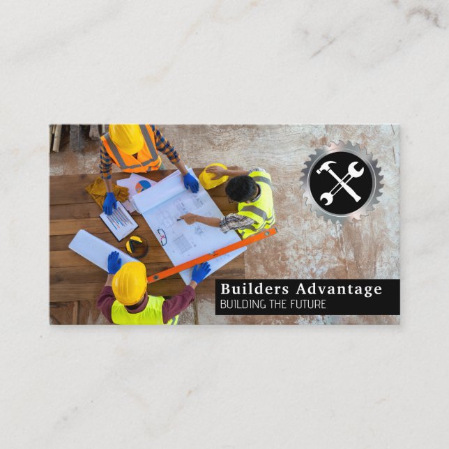 Tarjeta De Visita Ingenieros y arquitectos miran el escenario (Anverso)