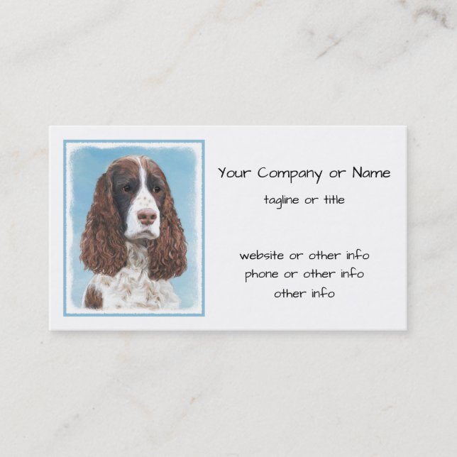 Tarjeta De Visita Inglés Springer Spaniel Pintura Original Perro Art (Anverso)