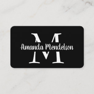 Tarjeta De Visita Inicial blanco y negro moderna