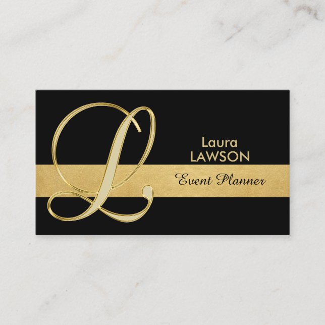Tarjeta De Visita Inicial con monograma elegante de moda 'L del (Anverso)