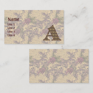 Tarjeta De Visita Inicial de monograma A floral vintage elegante