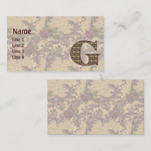 Tarjeta De Visita Inicial de monograma G Floral vintage elegante