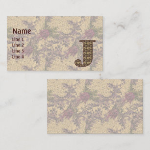 Tarjeta De Visita Inicial de monograma J Floral vintage elegante