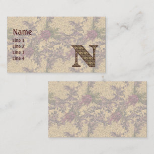 Tarjeta De Visita Inicial de monograma N Floral vintage elegante