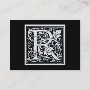 Tarjeta De Visita Inicial decorativa de Woodblock del grabar en