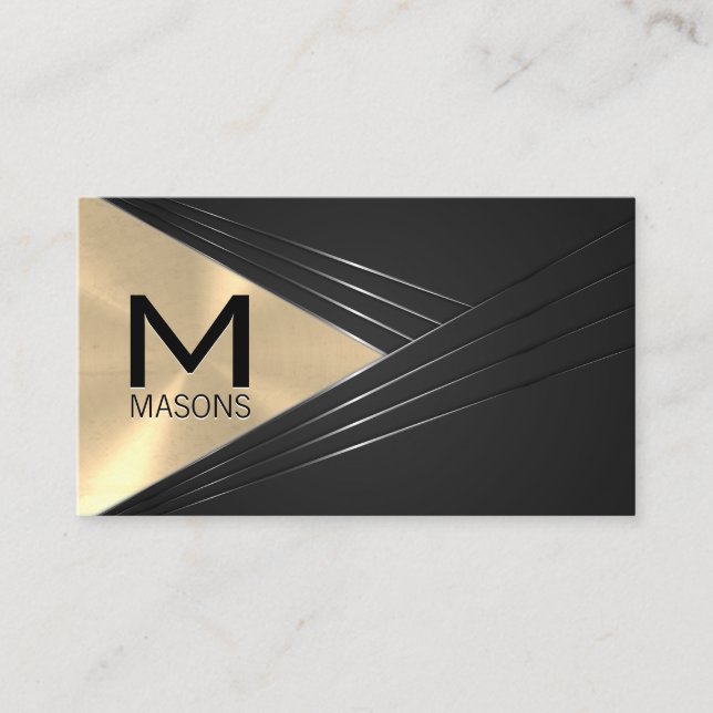 Tarjeta De Visita Inicial | Fondo abstracto de oro metálico (Anverso)