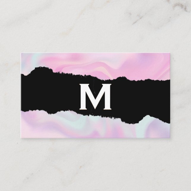Tarjeta De Visita Inicial | Fondo líquido del Pastel | Efecto desgar (Anverso)