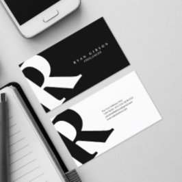 Tarjeta De Visita Inicial grande | Tipografía moderna | Negro